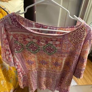 Chico's Pink and Orange Patterned Blouse